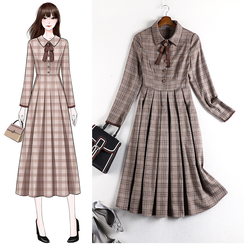 

Dressed Sizes Large Size 6l Long Plus Waistband Closure Fine 2021 New Retro-elegant Fall Dresses 10678 376i, Plate