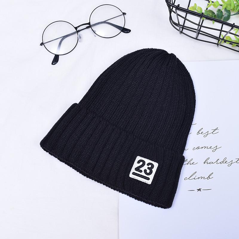 

Knitted Hats Winter Hats For Women Solid Color Warm Hat Female Embroidery Beanie Caps Fishman, White