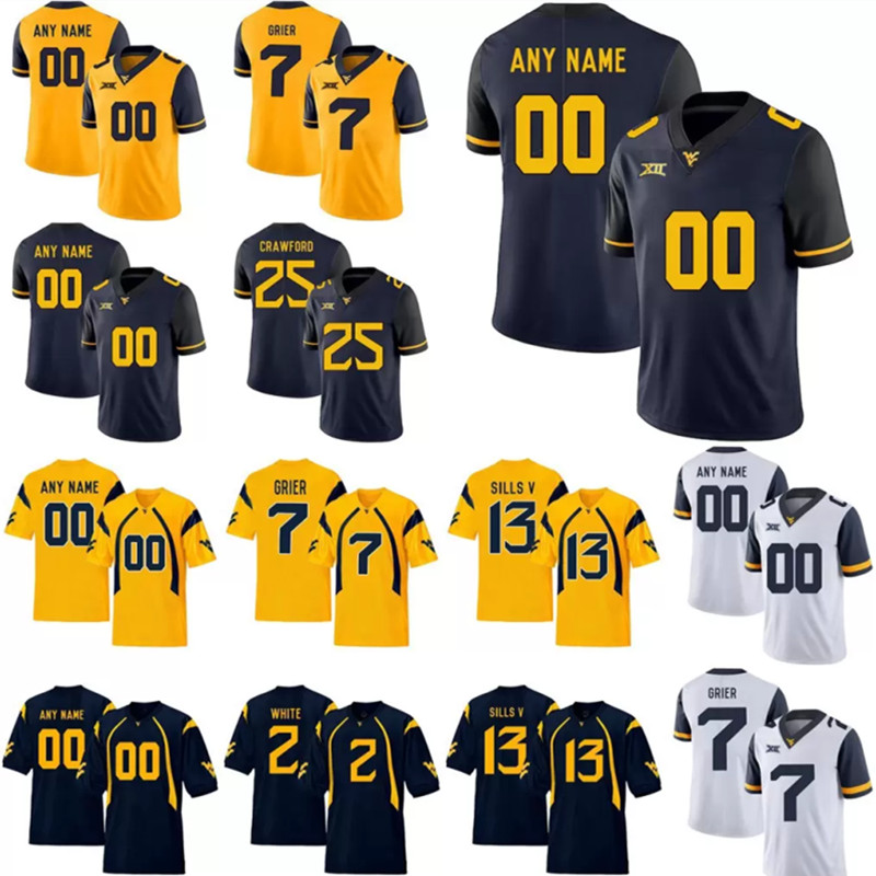 

West Virginia Mountaineers Football Jersey Pat White Tavon Austin Major Harris Steve Slaton Sam Huff Bruce Irvin Darryl Talley Noel Devine Wear, Women's color 4
