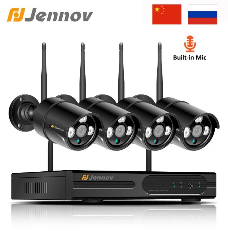

Jennov Wifi IP Camera 1080P 2MP 4CH Outdoor Security Camera System Video Surveillance Kit Wireless CCTV Set NVR Night View P2P