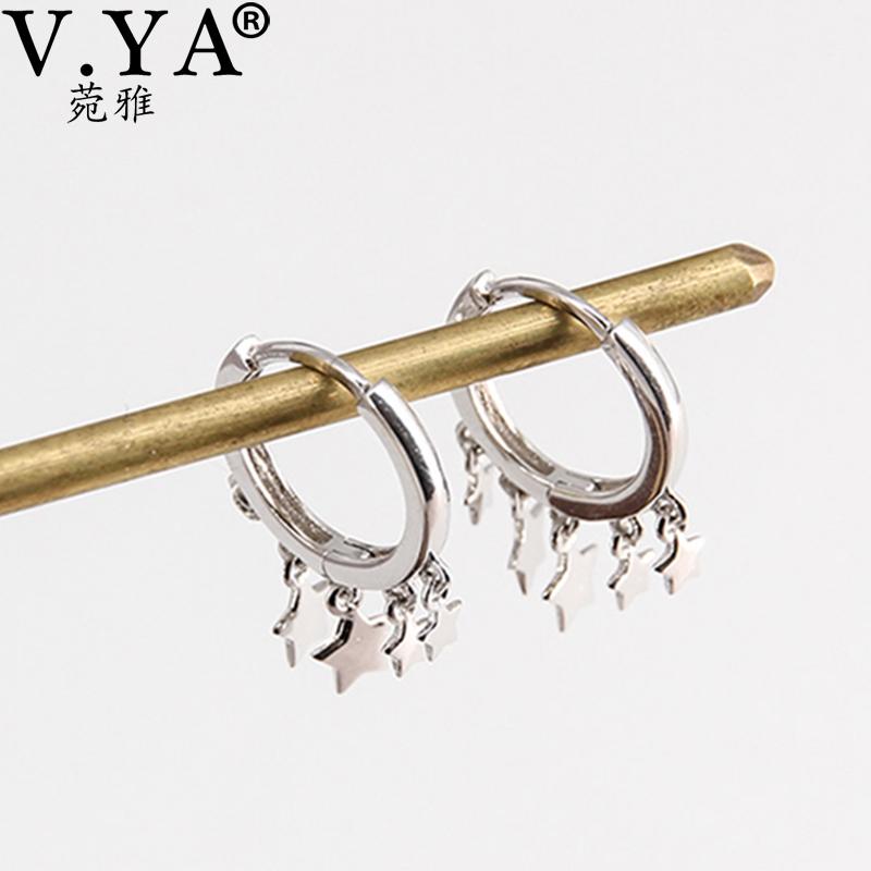 

V.YA New Fashion 925 Sterling Silver Five-pointed Star Earrings For Women Hanging Dangle Drop Silver Color Earring Jewelry Gift