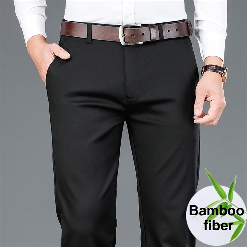 

Autumn New Men's Bamboo Fiber Casual Pants Classic Style Business Fashion Khaki Stretch Cotton Trousers Male Brand Clothes 201128