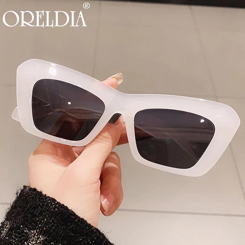 

Sunglasses Oversize Candy Color Square Cat Eye For Women Fashion Band Elegant Gradient Sun Glasses Female Blue Clear Eyewear