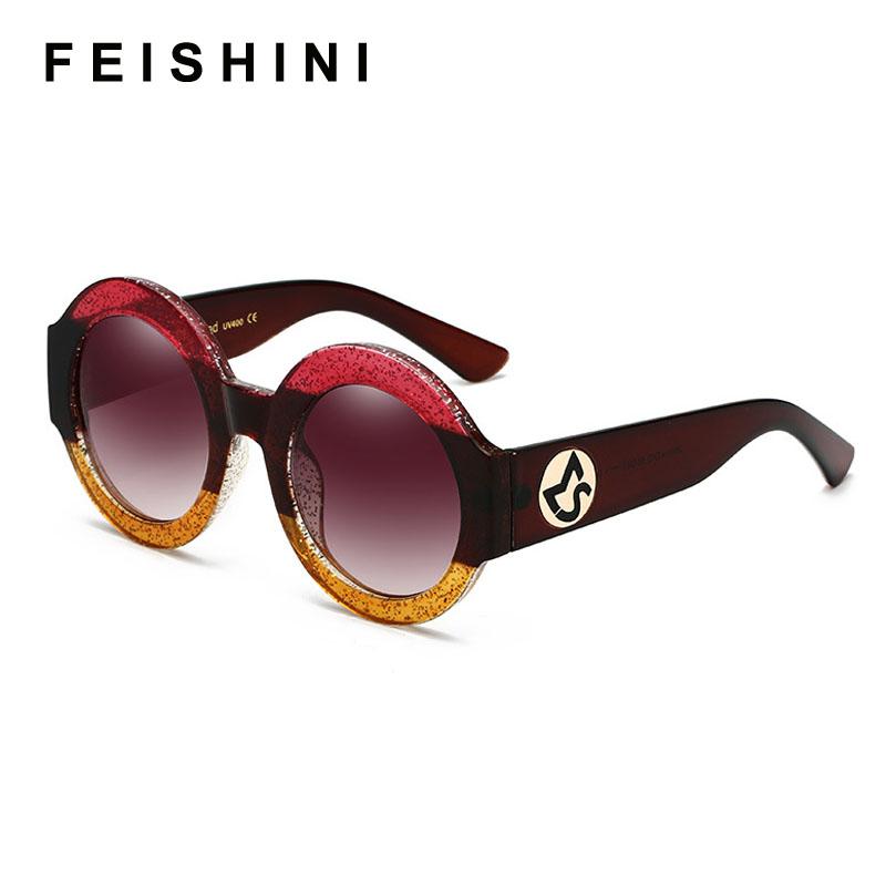 

FEISHINI Sun glasses Ladies Fashion Trendy Round Women Sunglasses Oversized Vintage UV Protector CR39 lenses