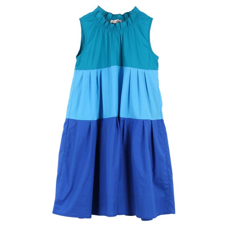 

6 to 16 years kids & teenager girls summer color block cotton casual flare dress children fashion sleeveless vest dresses, As photo