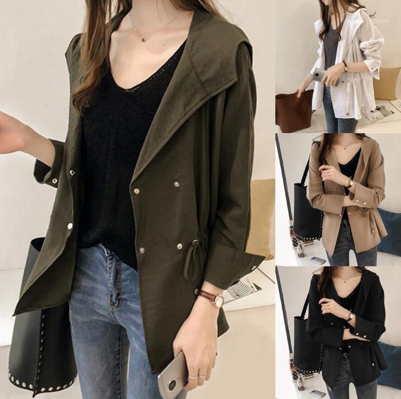

Women Casual Kimono Cardigan Ladies Women Fashion Solid Outerwear Pleated Jacket Button Long Sleeve Hooded Long Sleeve Coat1, Black
