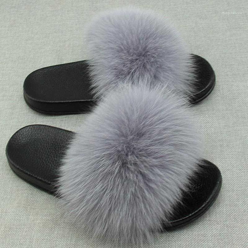 

Real Fur Slides Plus Size Summer 2018 Open Toe Fluffy Real Hair Slippers Casual Black Slip On Flip Flops Furry Shoes1