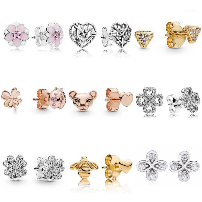 

Original Openwork Flourishing Heart Enamel Magnolia Bloom With Crystal Studs Earring For Women Wedding Gift Jewelry1