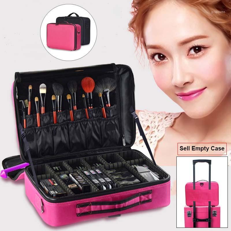 

Women Makeup Bags Cosmetic Case Box Travel Organizer Large Capacity Professional Make Up Pouch Suitcase Brushes Storage Toolbox1, Black soft 2 layers