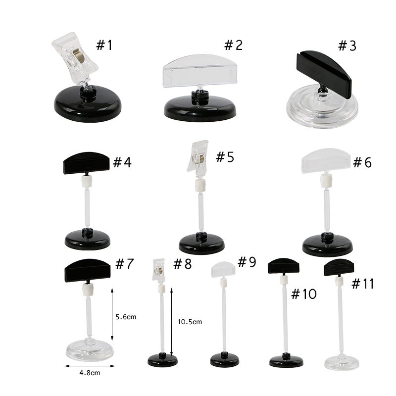 Black Clear Ps Plastic Sign Clip Label Holder Stand Wedding Table Desk Name Number Card Price Tag Picture Riser Display Rack-image-524835703