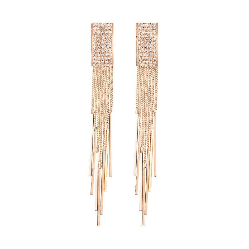 

Stud Long Earrings Crystal Tassel Fashion Jewelry