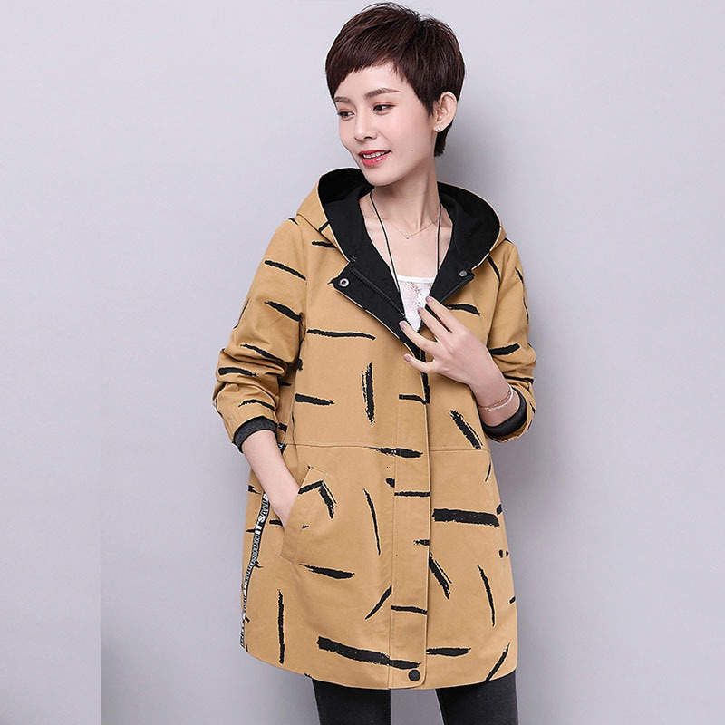 

Autumn Women Coat New Temperament Female Middle-aged Lady Mid-length Plus Size Outerwear R296 5p0z, Caramel colour