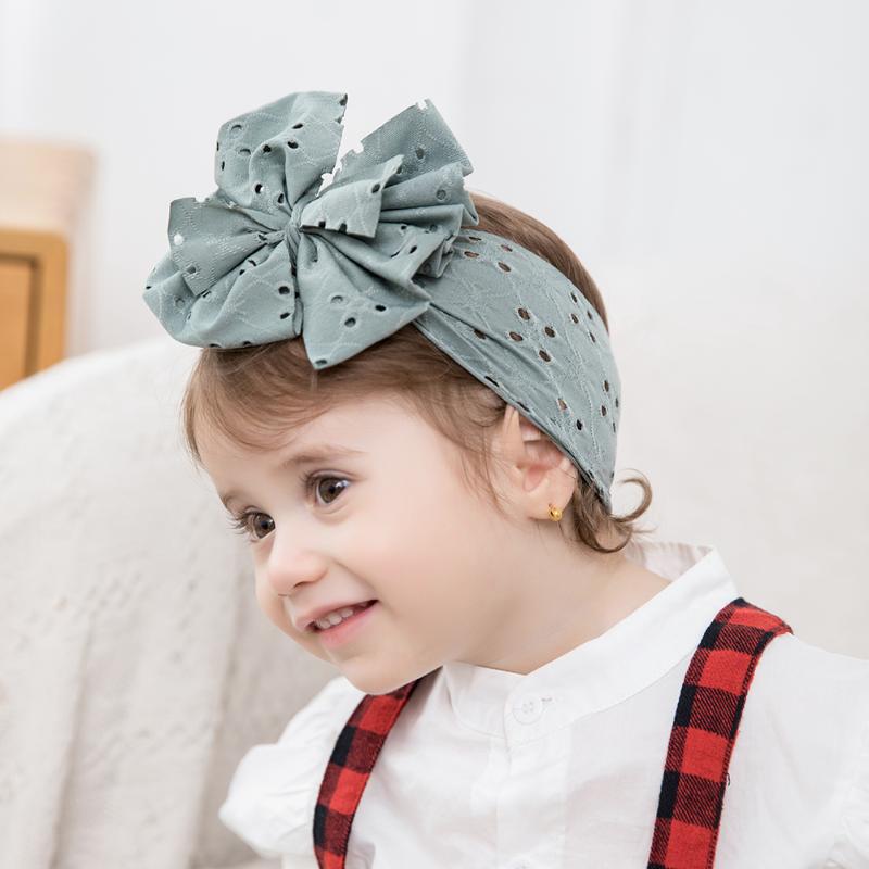 

Hair Accessories Big Bowknot Baby Headband Large Bow SoftÂ Elastic Bands For Girls Solid Color Cotton Kids DIY Headwear, Slivery;white