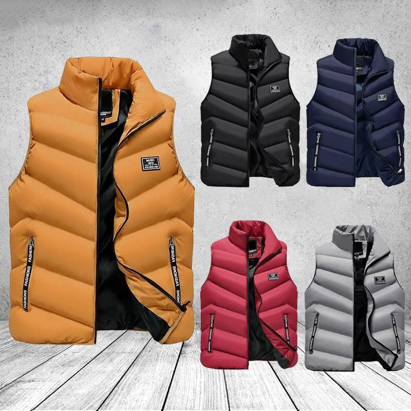

Men Winter Vest Zipper Stand Collar Down Vest Male Outwear Sleeveless Men Jackets NYZ Shop, Black