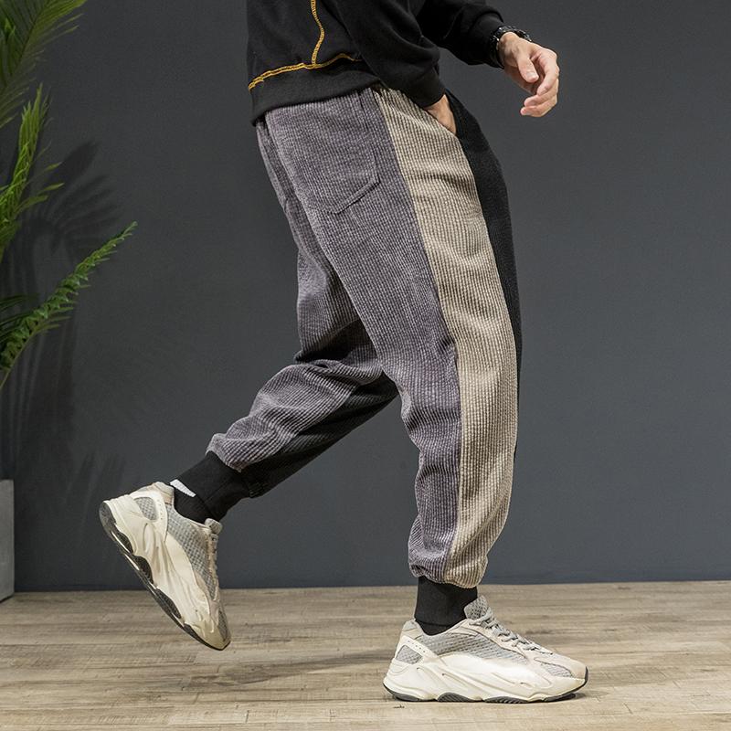 

Harem Pants Men Baggy Corduroy Pants Mens Hip Hop Jogger Sweatpants Striped Loose Fashion Casual Streetwear Youth Male Autumn, Orange