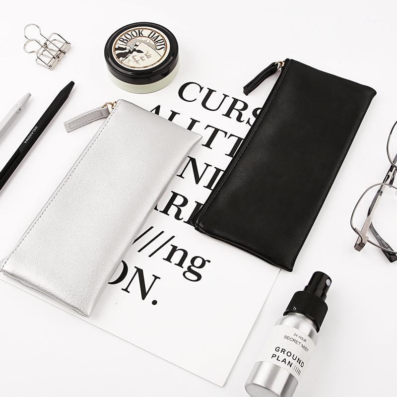 

Kinbor Pen Bag Simple Creative PU Hand Bag Cosmetic Stationery Box Simple Large Capacity Student Pencil1