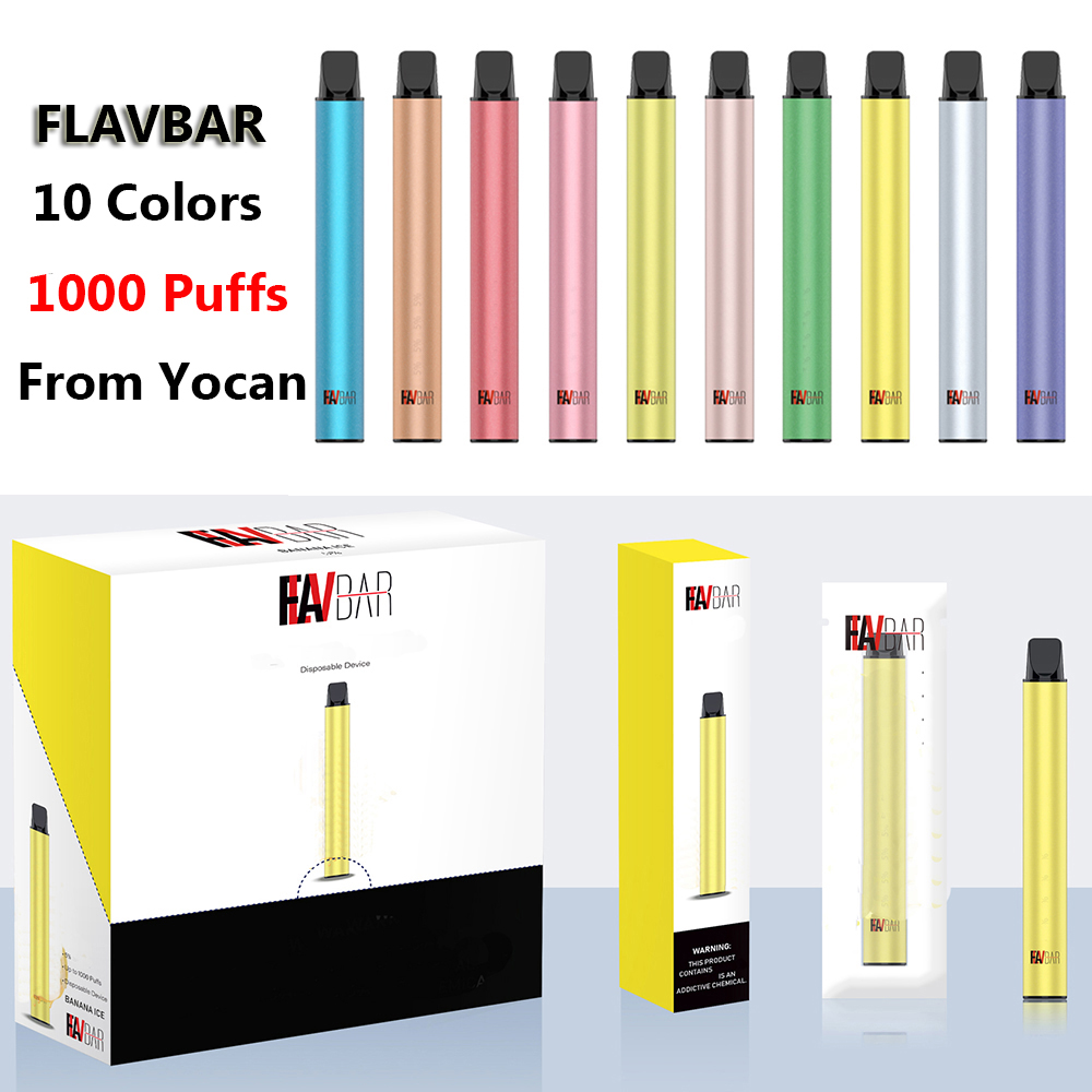

Colors Flavbar V2 Disposable 650mAh 1000 Puffs Vape Yocantech Disposable Cigarette Electronic Battery 2.8ml Pod Device Original From 10 Blnx