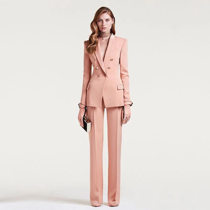 

Jacket+Pants Women' Business Suit Female Office Uniform Ladies Formal Trouser Suit Double Breasted Women' Tuxedo Custom, Picture style10