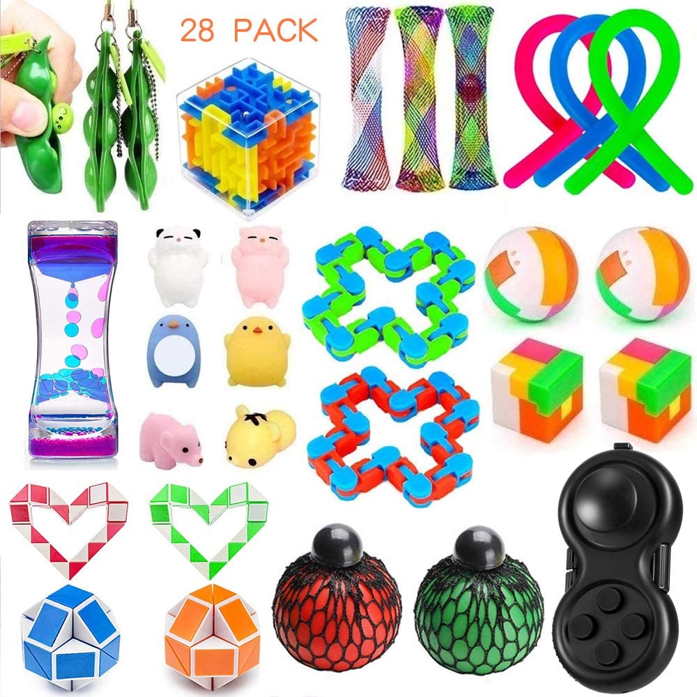 

Dciko 28 Pack Fidget Toys Set Sensory Toys Bundle for Kids/Adults Stress Relief and Anti-Anxiety Hand Toys for Children Fidget Pad Liquid Mo