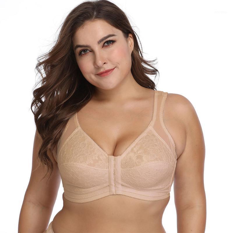 

Front Closure Womens Lace Bras Large Boobs Sexy Bralette Wireless brassiere Plus size bras Lingerie 36-48 B C D DD E F Cup1, Black