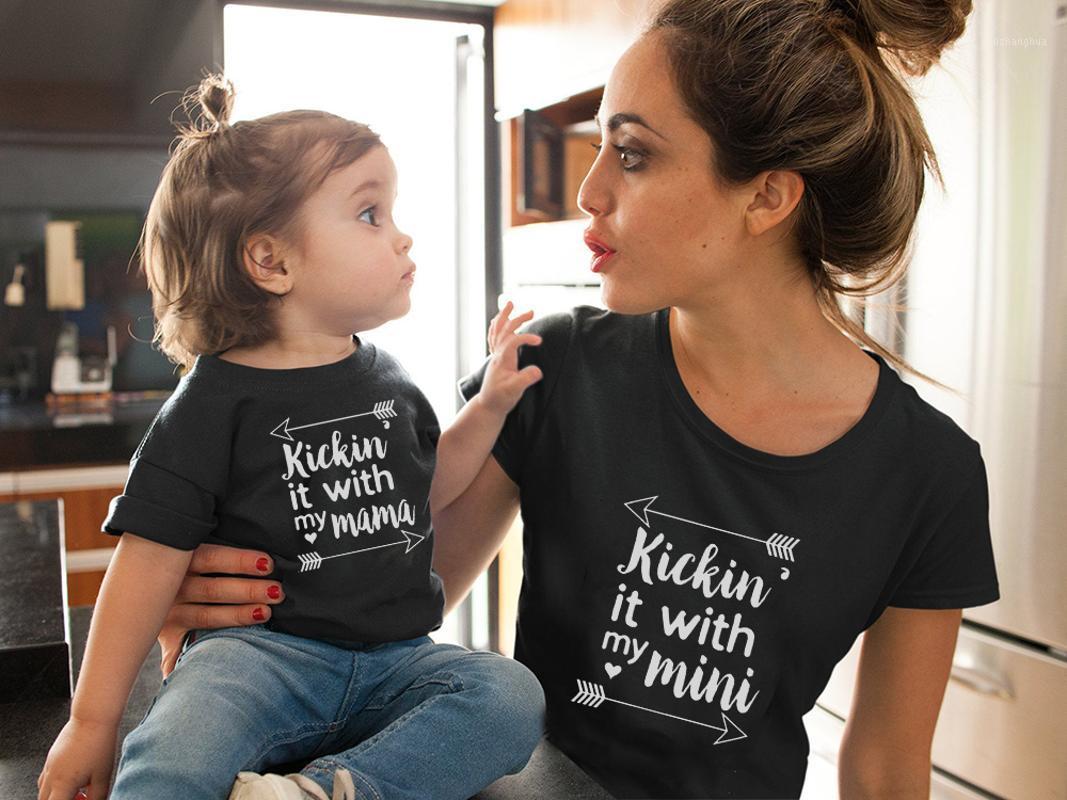 

Kickin' It with My Mini and Mama Mommy and Me Outfit Mother Daughter Son Matching Tshirt Summer Short Sleeve Black Tee1