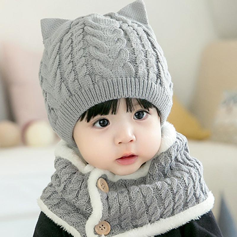 

2Pcs Cute Baby Hat Scarf Set Warm Knitted Baby Winter Hat Cap Bonnet Kids Boy Girl Caps Boys Girls Crochet Beanie Autumn, 04