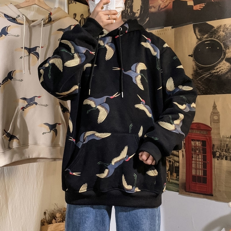 

2021 New Autumn and Winter Chinese Style Streetwear Tide Retro Hoodie Man Loose Plus Black Velvet Free 6CP4 LYPC, Khaki.