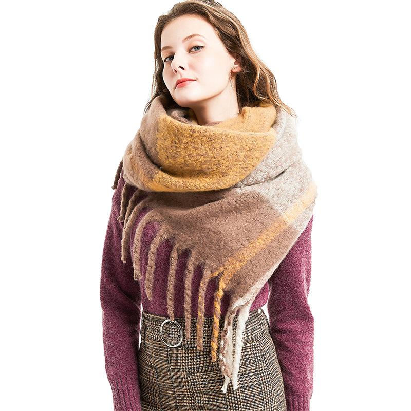 

Scarves Autumn Winter Plaid Scarf Women Fashion Female Tassel Long Warm Thicken Cashmere Shawl Large Blanket