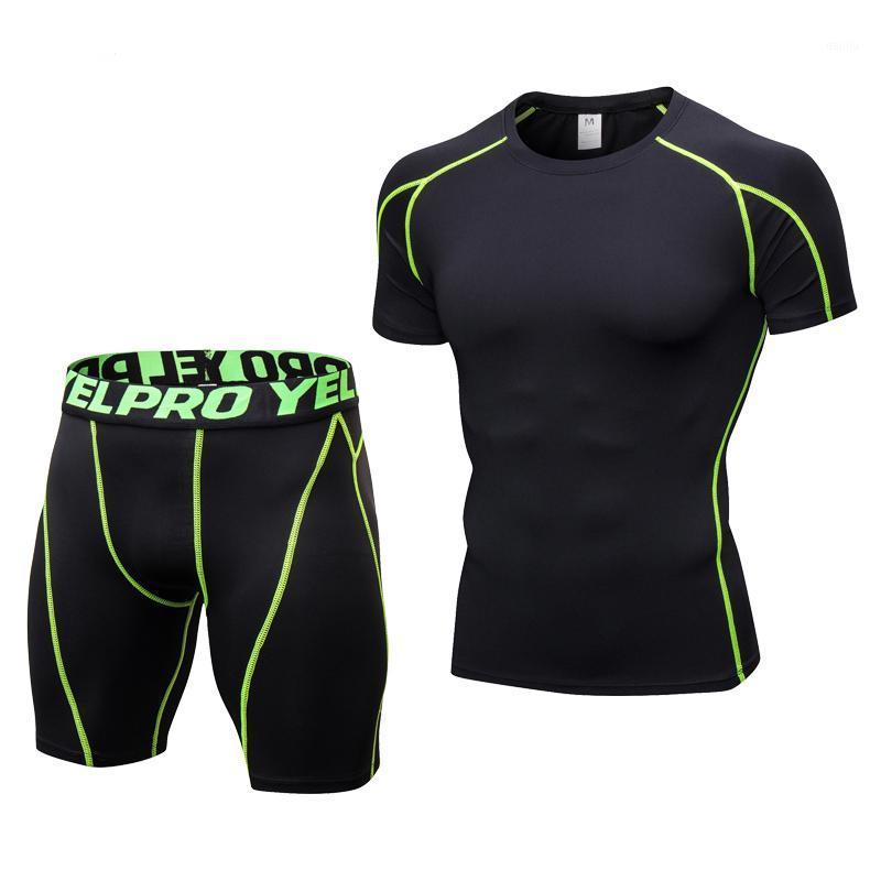 

2 Pieces Men Sports Set Running Tracksuit Gym Clothes Sport Running Suit Sport Wear Exercise Training Jogging Clothing Pants1, Black