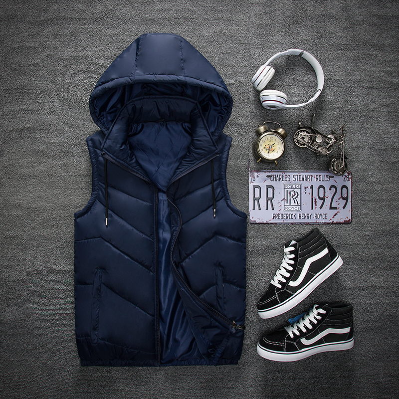 

2021 New Men's Fashionable Hot Winter Sleeveless Jacket Vest Vests Coats Down Deep Quill K227 VXZJ, Black