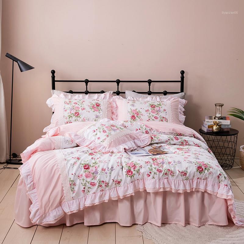 

SUCSES Farmhouse Bedding Duvet Cover 100% Cotton Floral Printed Comforter Cover Sets Super Soft Girls Comforter1, 02