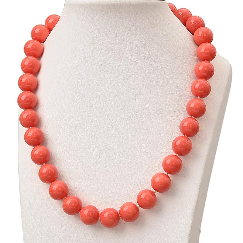 

Unique Fashion Style 12mm Colorful Coral Necklace Handmade Synthetic Coral Necklace 18inch jewelry Making 18inch Wholesale H784