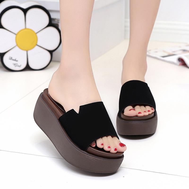 

Lucyever Casual Women Open Toe Platform Flats Summer Slippers Ladies Thick Sole Outdoor Slides Classice Beach Flip Flops1, Black