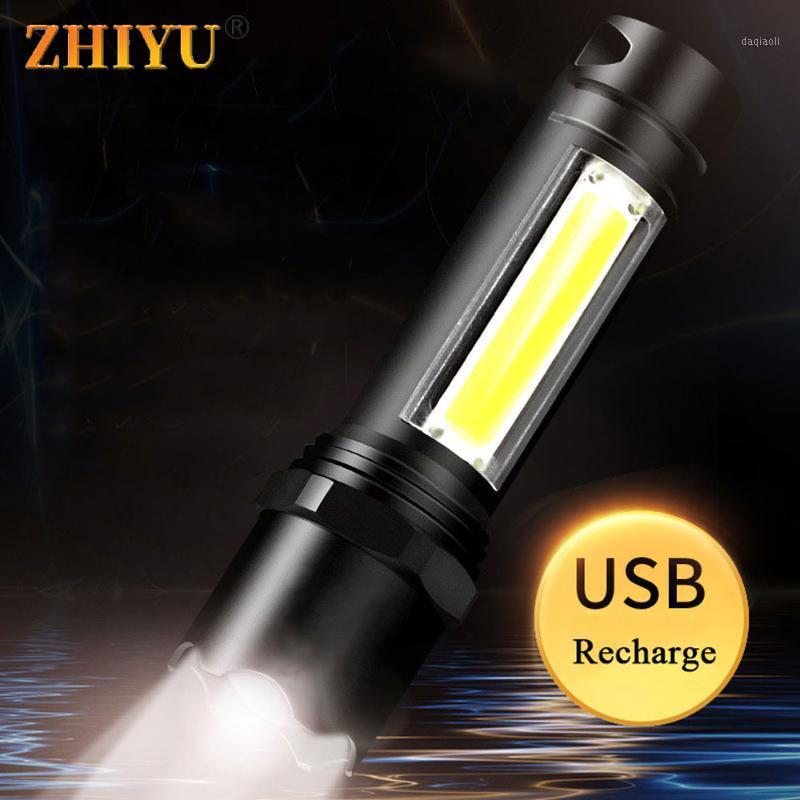 

Mini LED Built In Battery Portable Flash Lights USB Rechargeable Torch Lamps 3 Modes Zoomable T6 COB Camping Lantern1