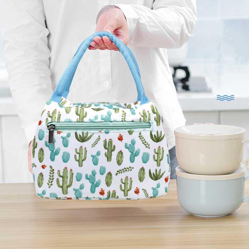 

Women Men Lunch Bag Fresh Insulation Cold Bales Thermal Oxford Waterproof Leisure Bag Flower Cartoon Print Tote Bolsa Termica1