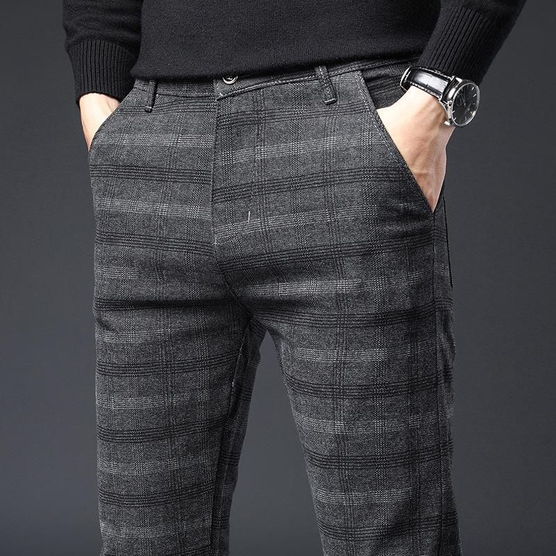 

Fashion New High Quality Cotton Men Pants Straight Spring Autumn Long Male Classic Business Casual Trousers Mens Full Length Mid, Black
