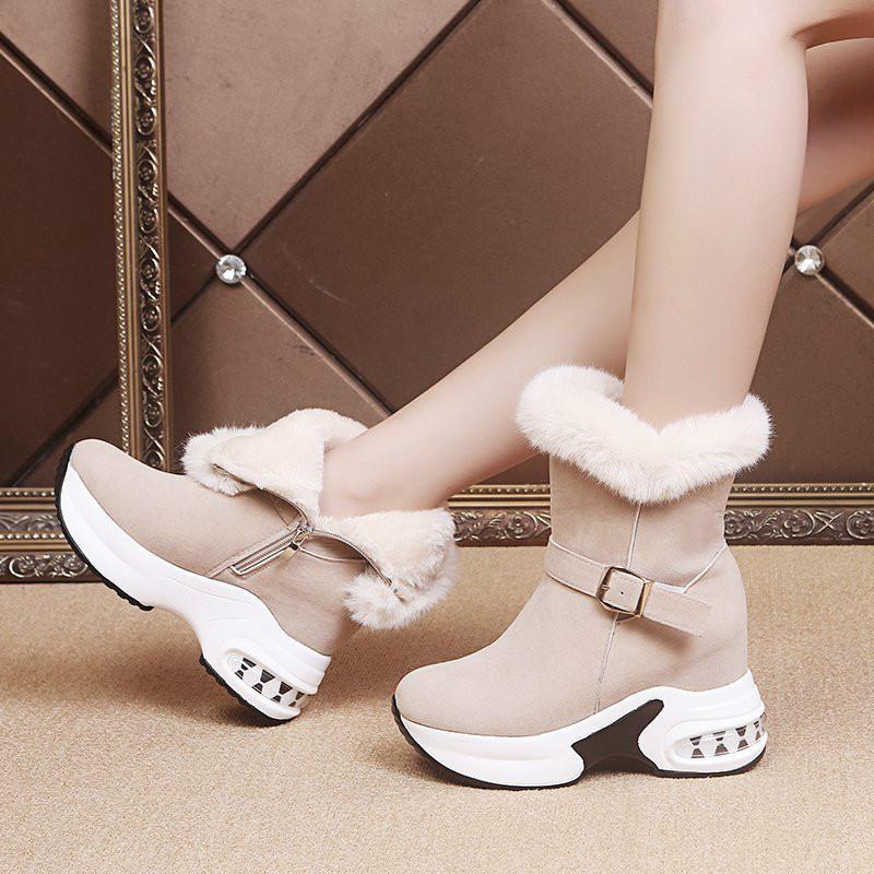 

Women Winter Warm Fur Sneakers Platform Snow Boots Women Ankle Boots Female Causal Shoes Ankle for, Black