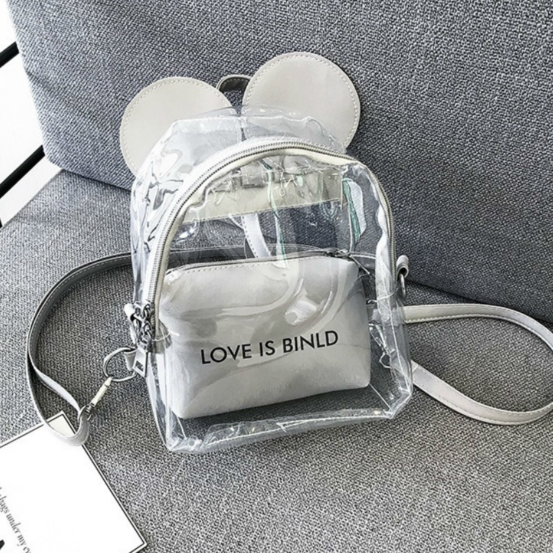 

2020 Fashion Female Jelly Cause Printing Transparent Letter Super Two Shoulder Bag 4dtr, Gray