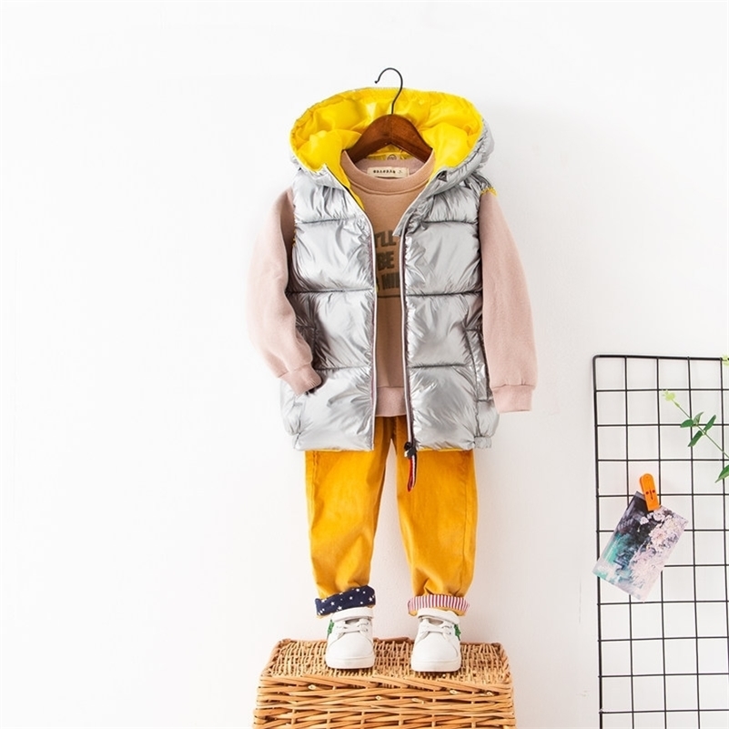 

Child Waistcoat Children Outerwear autumn toddler Hooded gilet girl Winter Coats Kids Clothes Warm Baby Boy Vest waterproof 1-8Y 201106, Black
