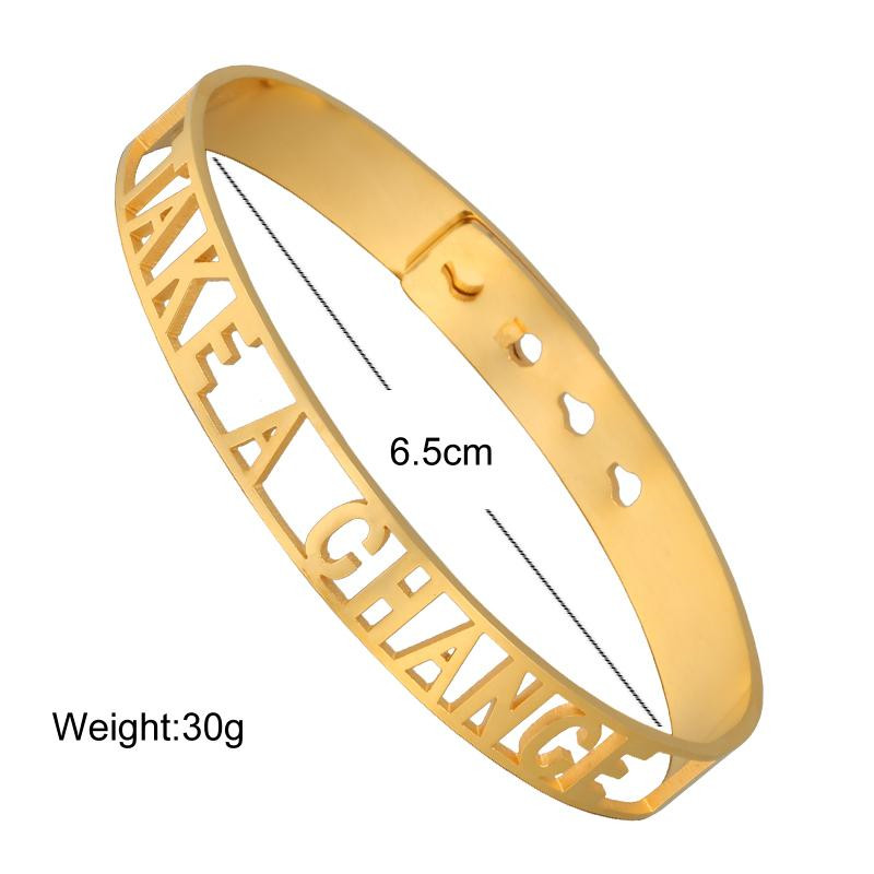 

2020 Summer New Stainless Steel Rose Gold HoLLow Out Letter TAKE A CHANCE Bangle Jewelry