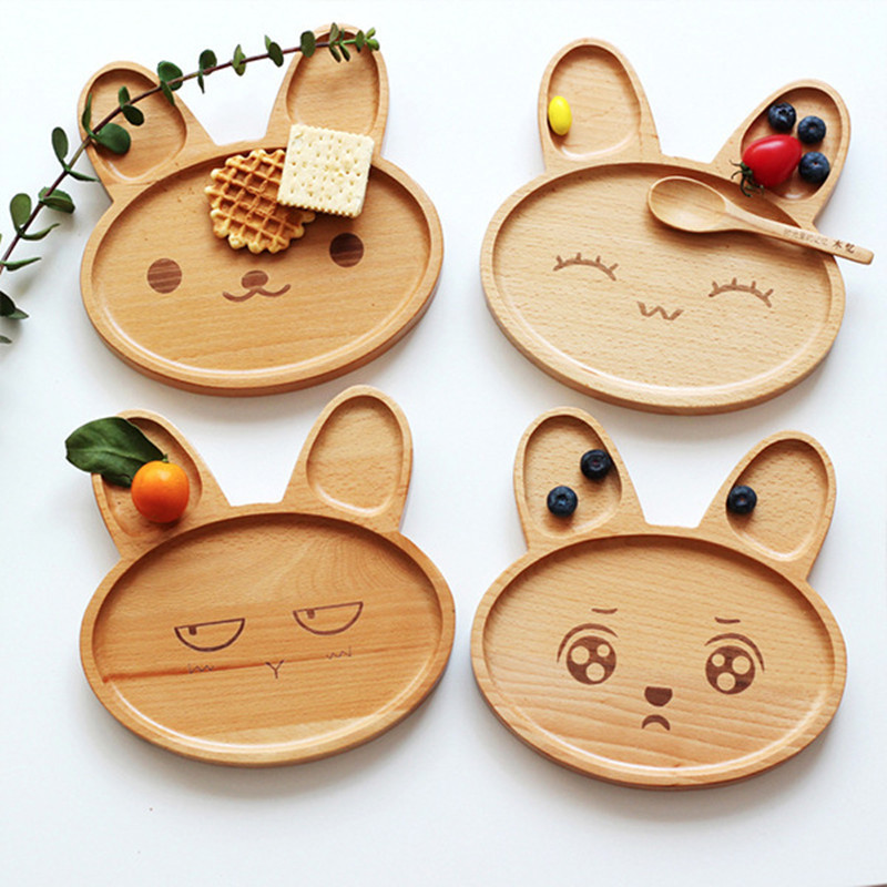 

Rabbit Wooden Dishes Plates Set Kids Children Cute Handmade Tray Sushi Snack Fruit Tableware Dinnerware Kitchen Accessories T200107