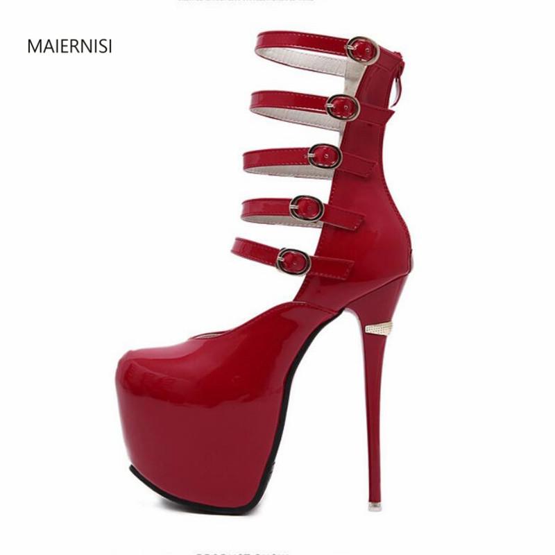 

2020 New pattern ladies shoes Female shoes princess dress Super high heel Wedding 16CM Thin Heel Sexy 3-8 9 MAIERNISI, Black