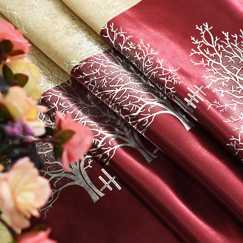 

Modern Red Gilding Silver Blackout Fabric Curtains for Living Room Bedroom Window Treatment Curtain Can Be Customized Drapes