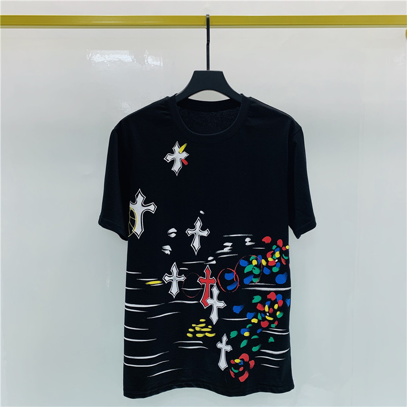 

2020ss spring and summer new high grade cotton printing short sleeve round neck panel T-Shirt Size: m--xl-xxl-xxxl Color: black white q63, White;black