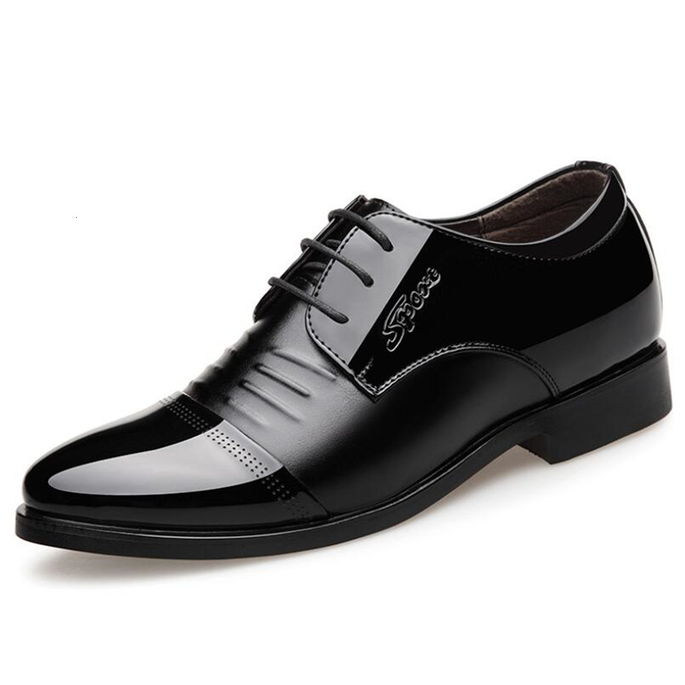 

Formal Business Men Dressed Patent Shoes, Toe Tips, Casual Footwear, Six Centimeters Increase in Dress Shoes of Men's Leather Avqr, 01