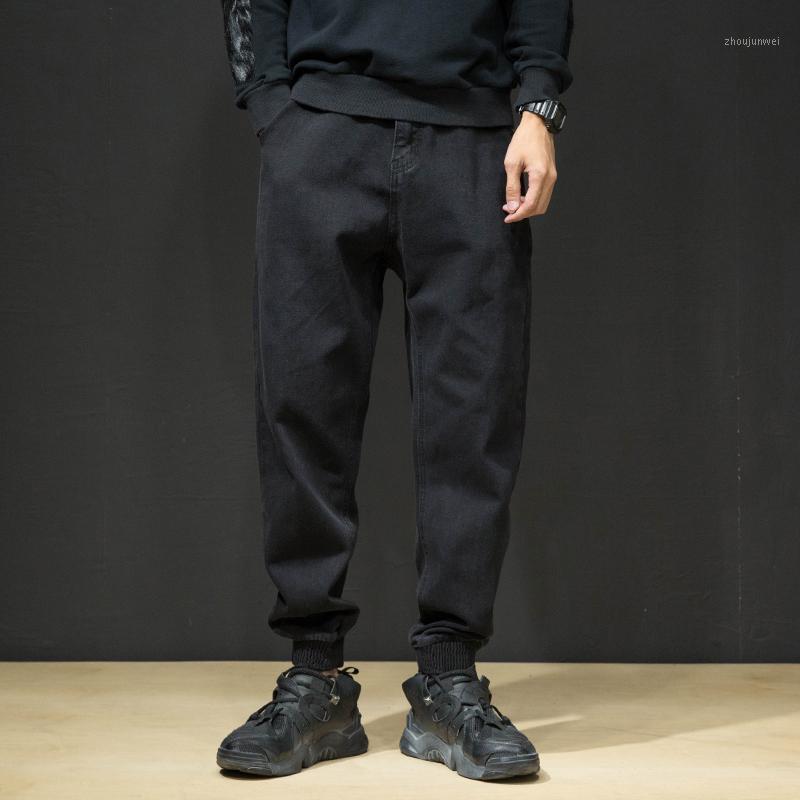 

Fashion Men Jeans High Quality Black Color Spliced Designer Denim Cargo Pants American Hip Hop Joggers Warm Men's, Black no velvet
