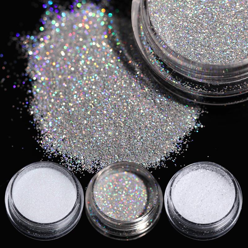 

1PCS Gradient Shiny Nail Glitter Powder Laser Sparkly Nail Art Chrome Pigment Silver DIY Art Decoration