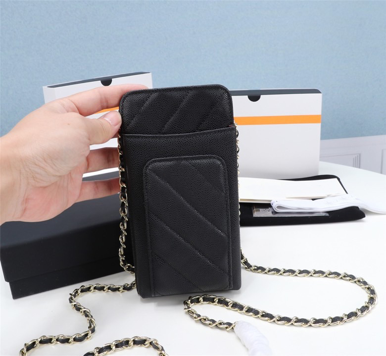 

Fashion sales classic Card Holders women's high-quality all leather luxury designer bag gold and silver buckle wallet with box 999, Black lambskin silver buckle