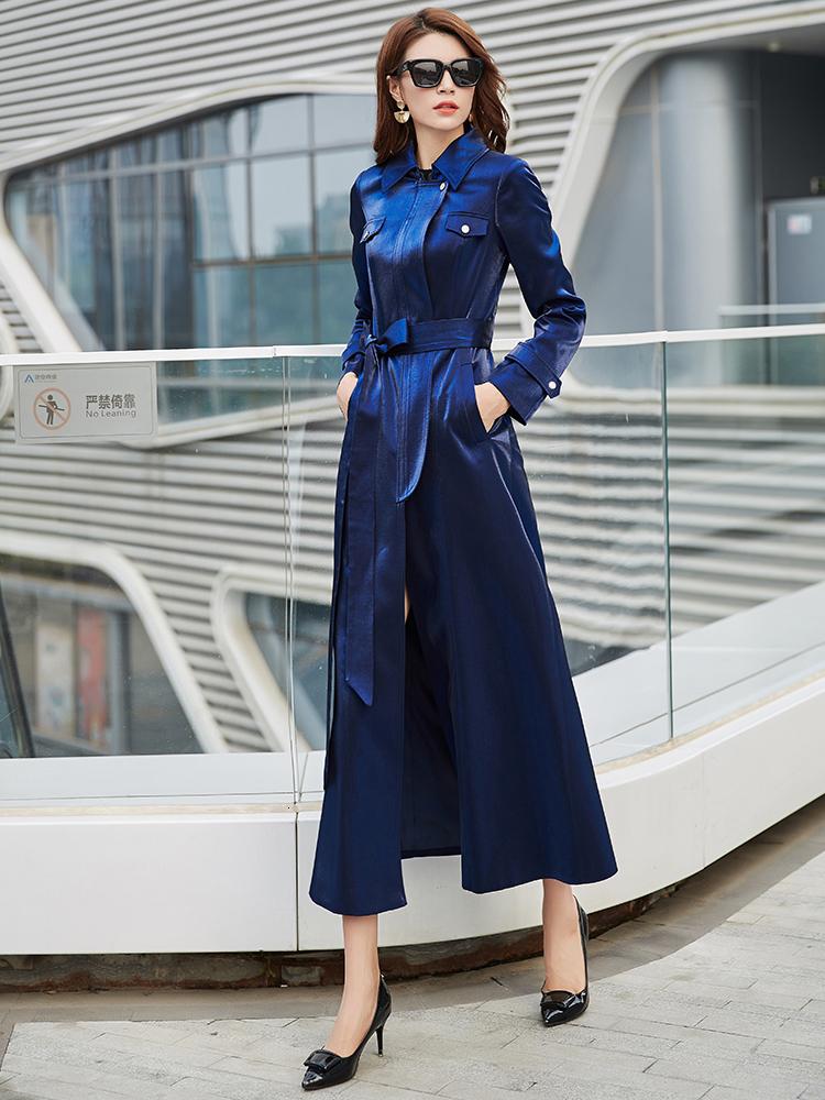 

Beautiful Clothes 2020 Popular Waitmore Windbreaker Woman Long Fund Temperament Waist Overlength Loose Coat Woman Overknee 150, Electro optic blue