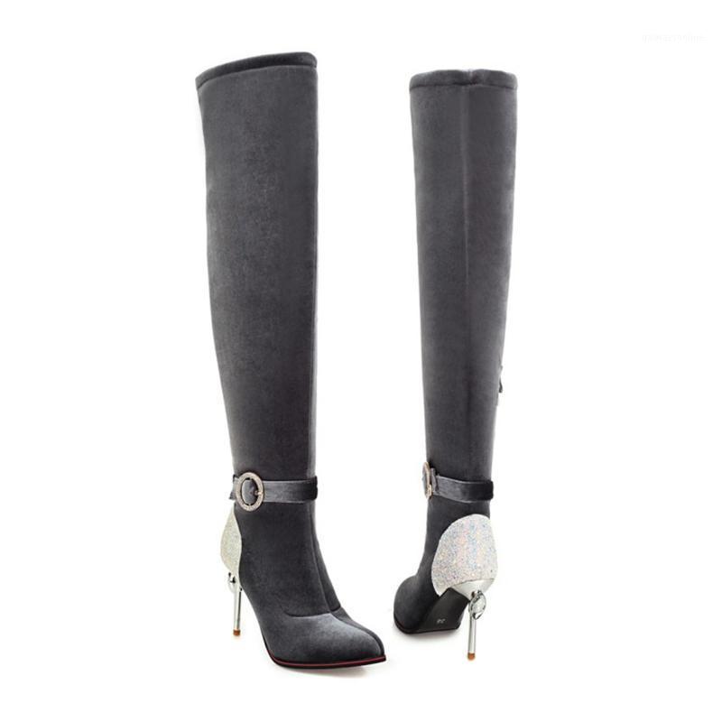 

Fashion Winter Designer Demonia Women Over The Knee Fashion Platform Booties Thin High Heels 9CM Boots Shoes DZ-781, Black